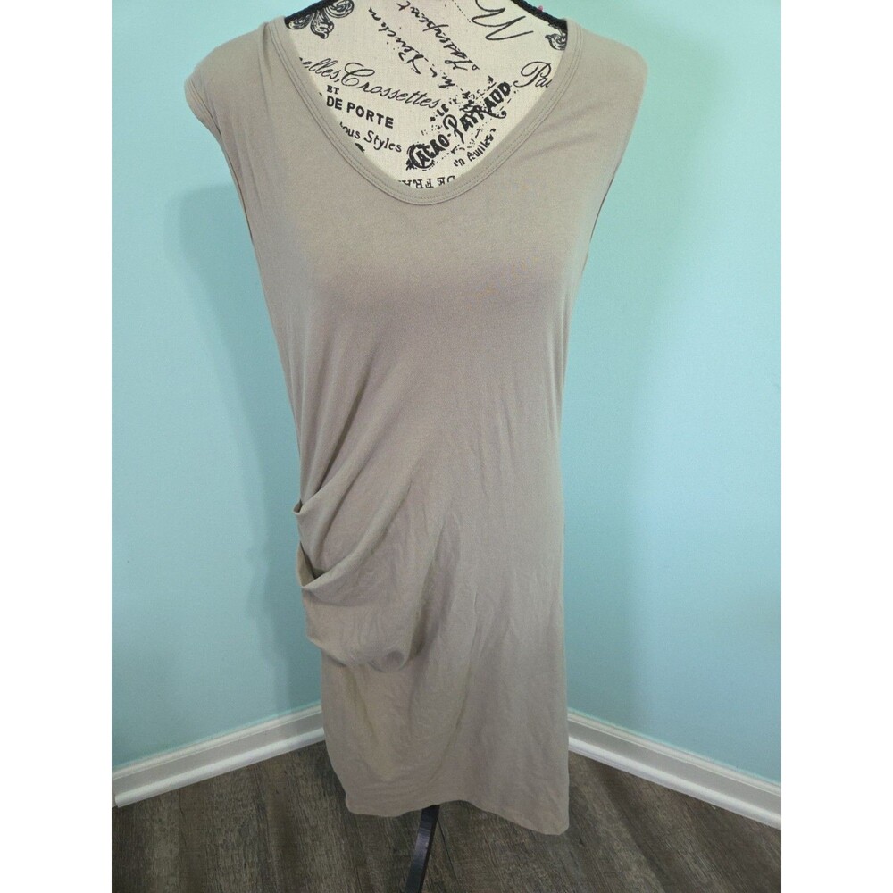 James Perse taupe beige khaki ruched jersey dress 4 large